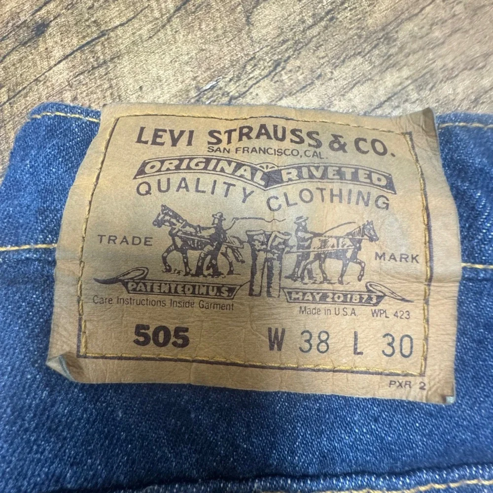 READ Levi Strauss‎ Co 505 Mens Jeans 38x30 Blue Denim Straight Leg Made USA